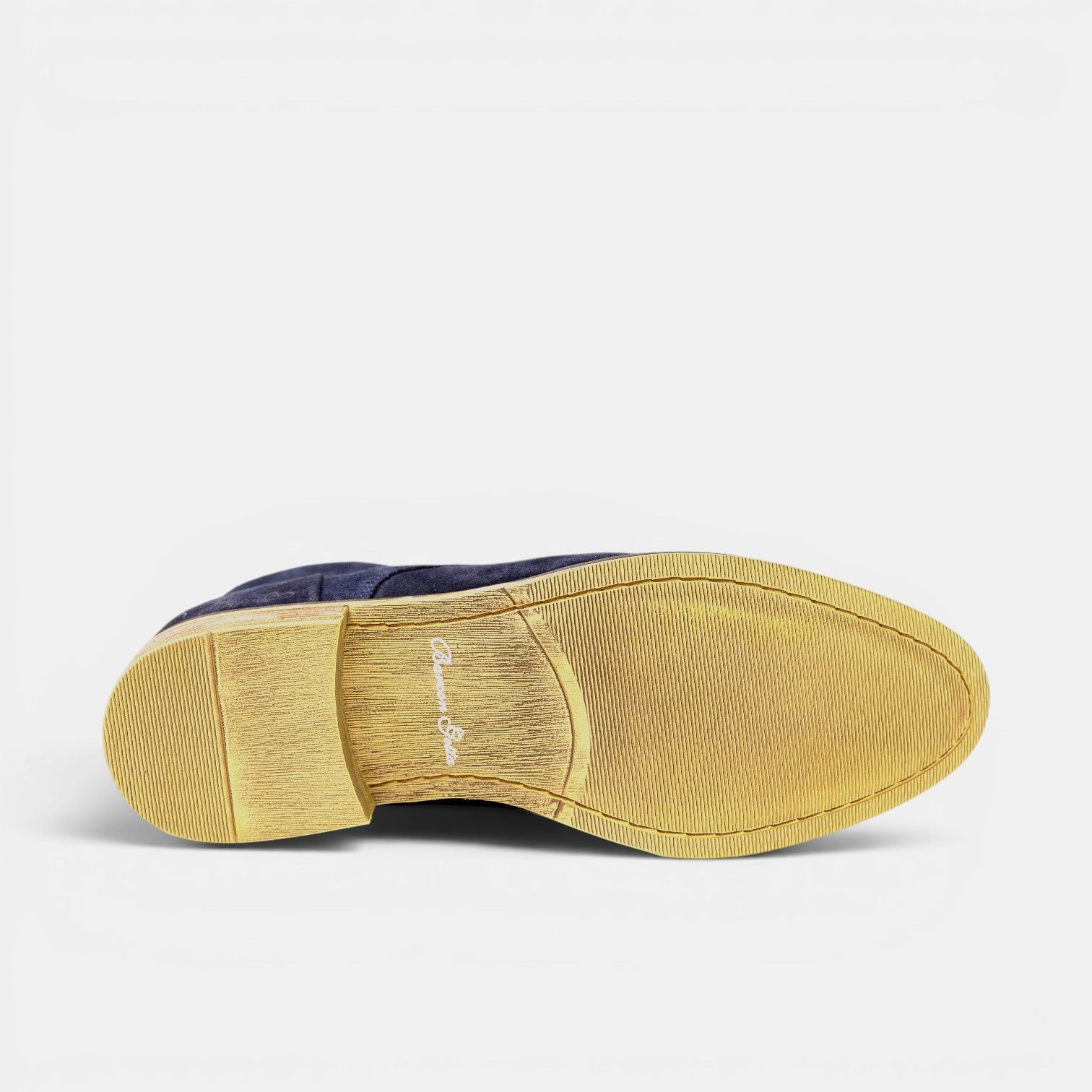 Barcon Getta Inc DJENNE navy suede chukka boots with brogue detailing and a crepe sole.