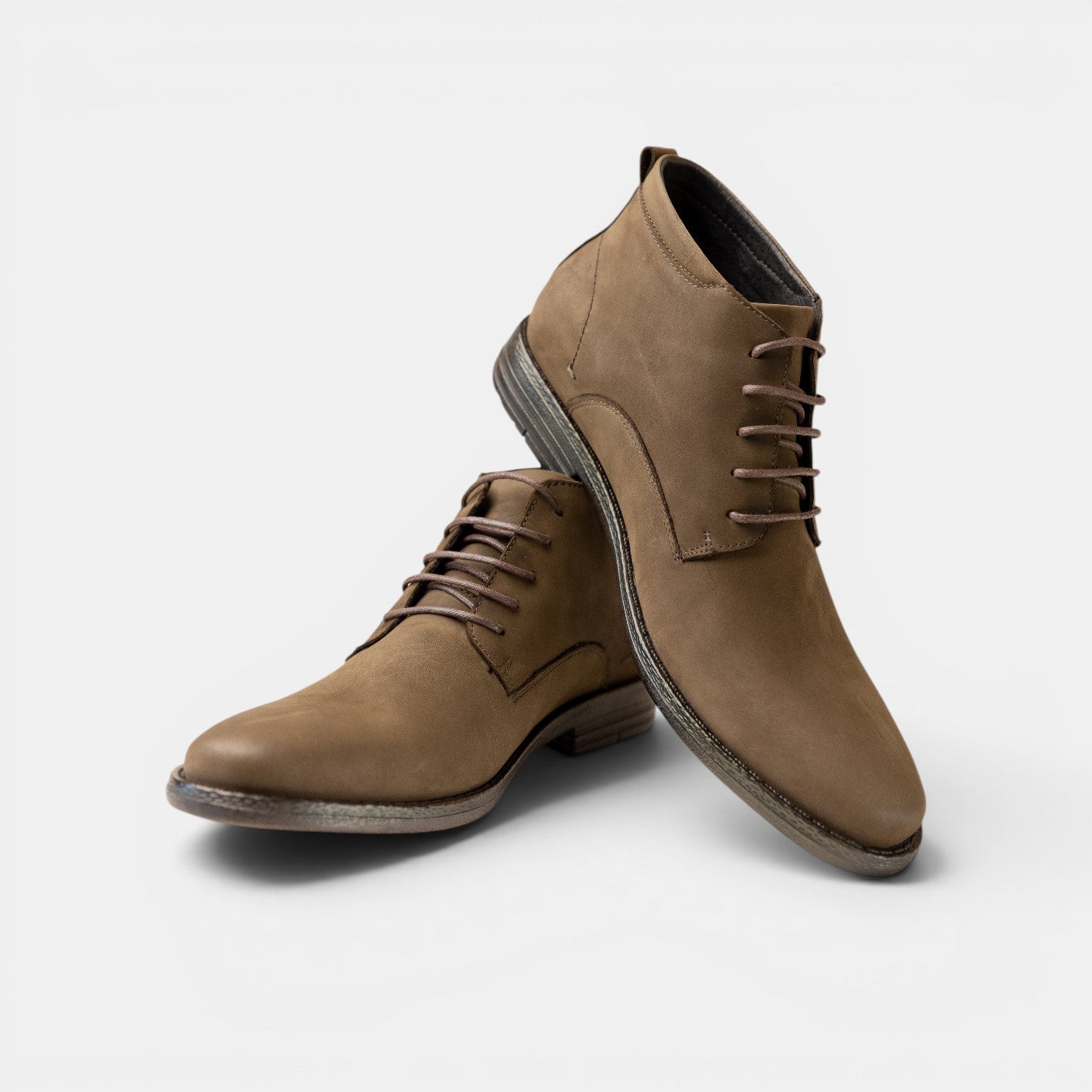 Barcon Getta Inc WINDHOEK tan suede lace-up chukka boots for men with durable soles.